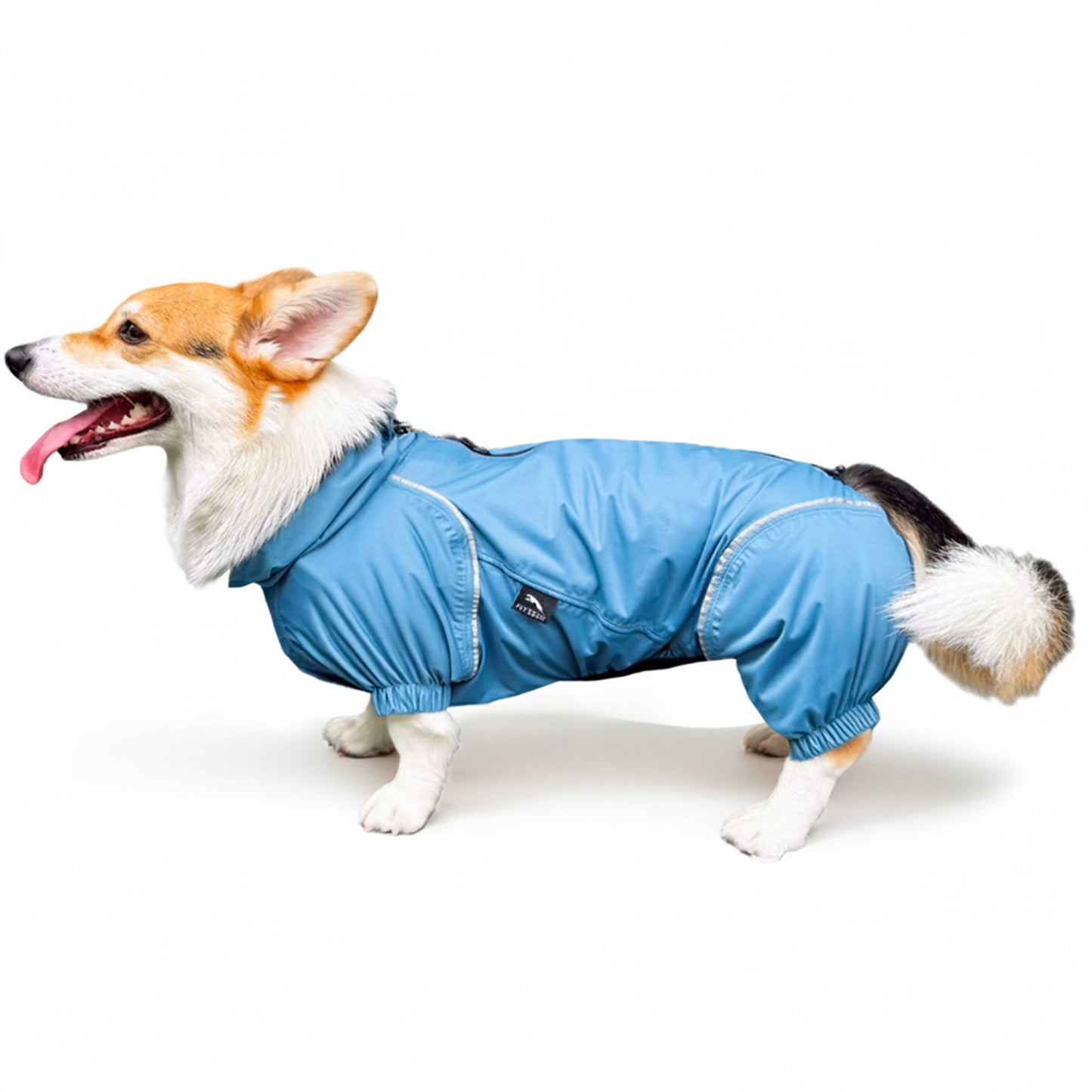 柯基連身式透氣雨衣 -晨霧藍 PETT2GO