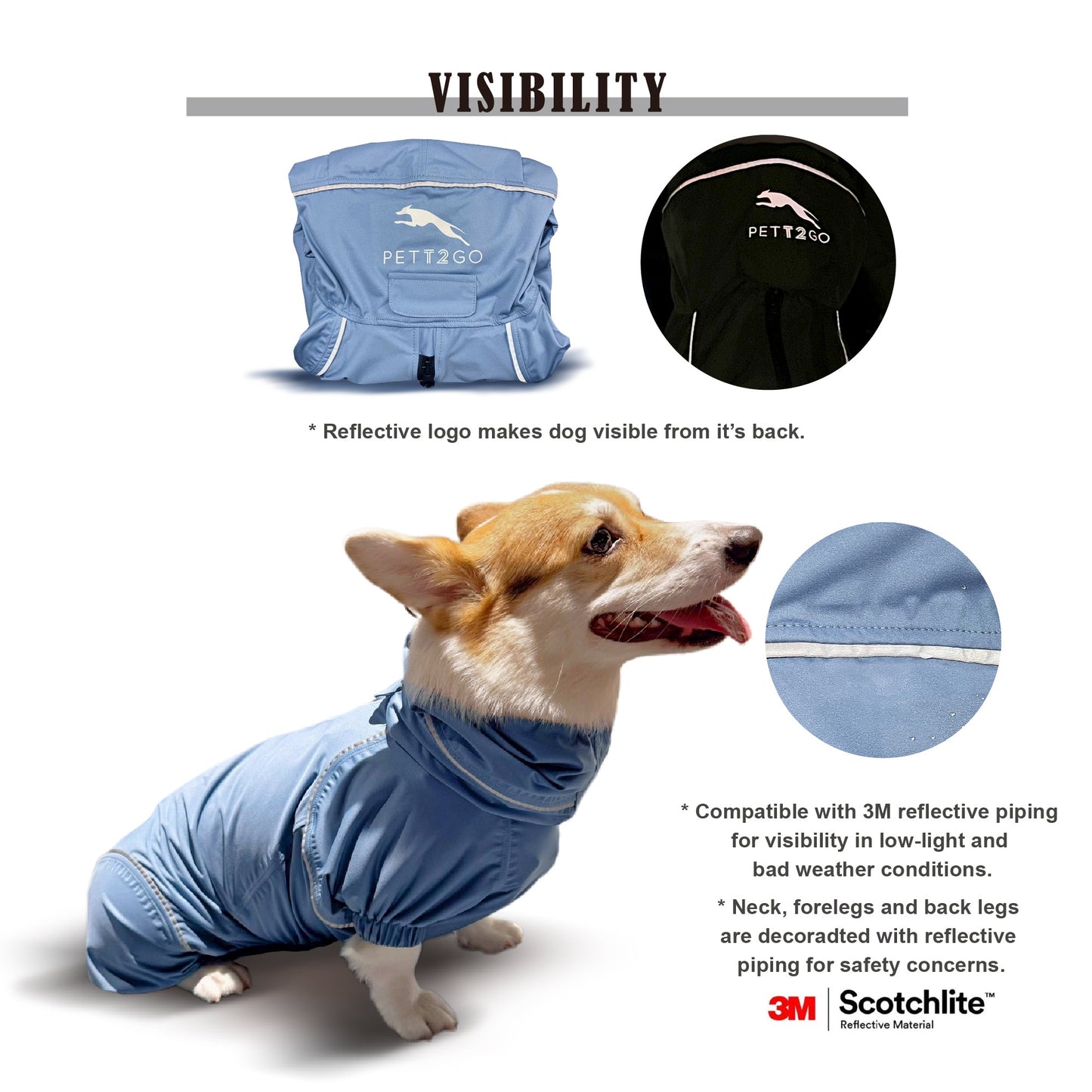 Corgi Breathable Raincoat With Legs - Silence of Mist (USA) PETT2GO
