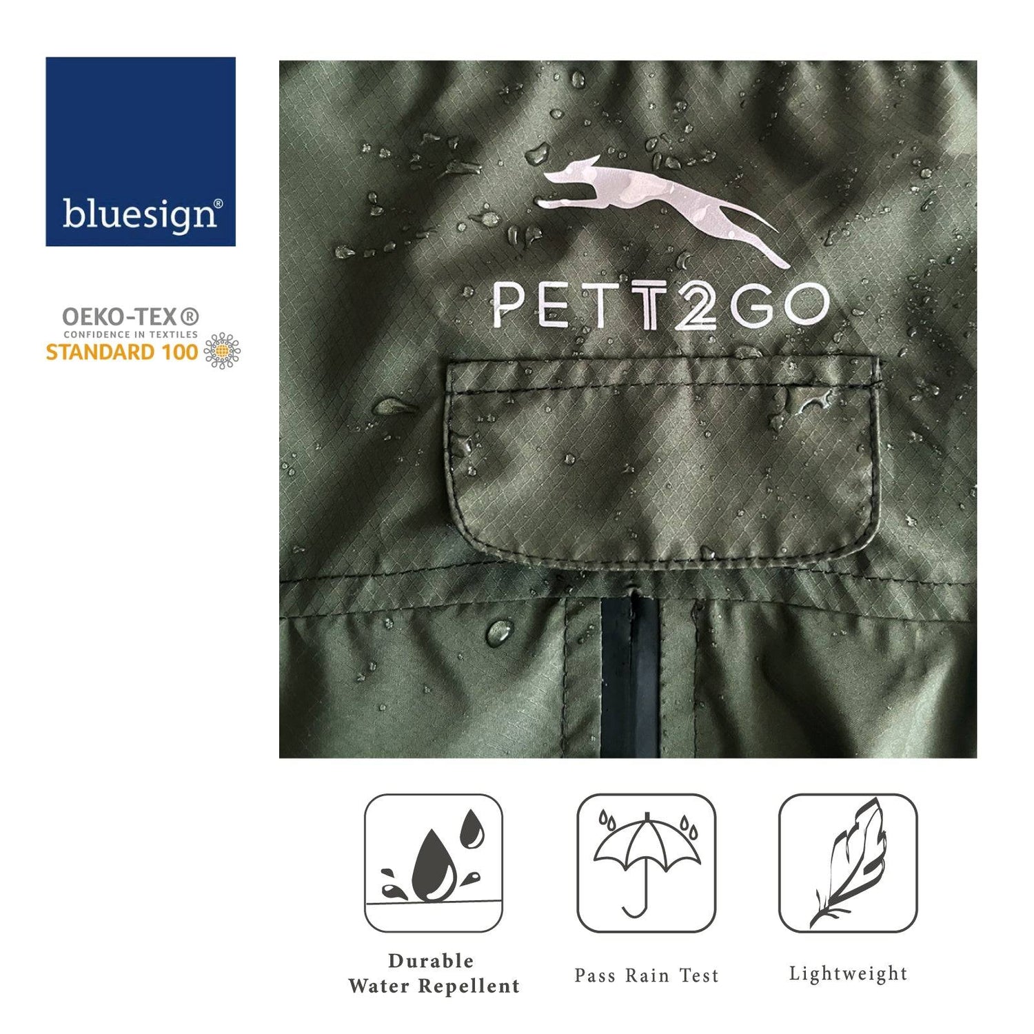 【B2B-MOQ 30 PCS】Lightweight Windbreaker-Dog Outdoor Fullcoverage Suit-Dark Olive PETT2GO