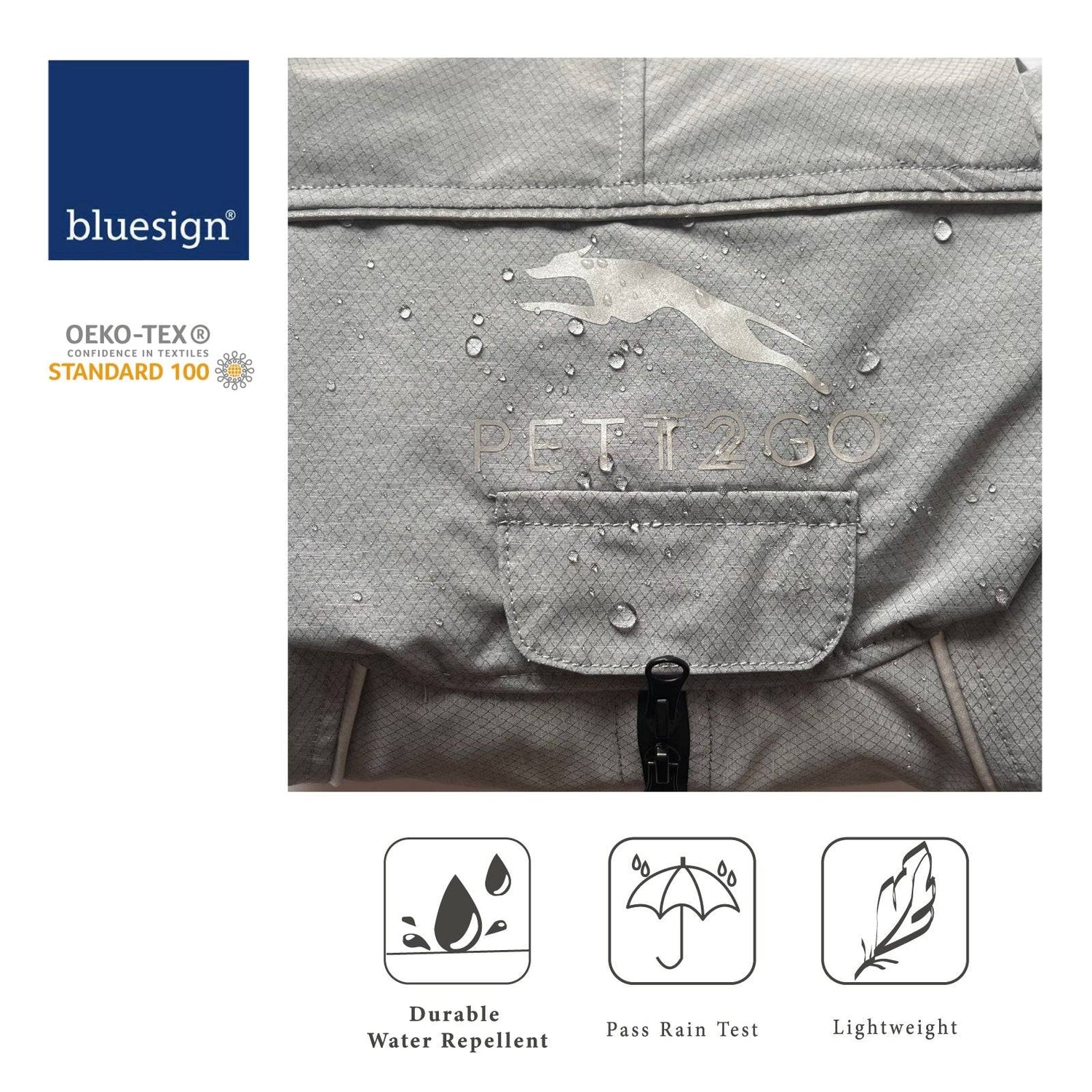 【B2B-MOQ 30 PCS】Lightweight Windbreaker-Dog Outdoor Fullcoverage Suit-Grey PETT2GO