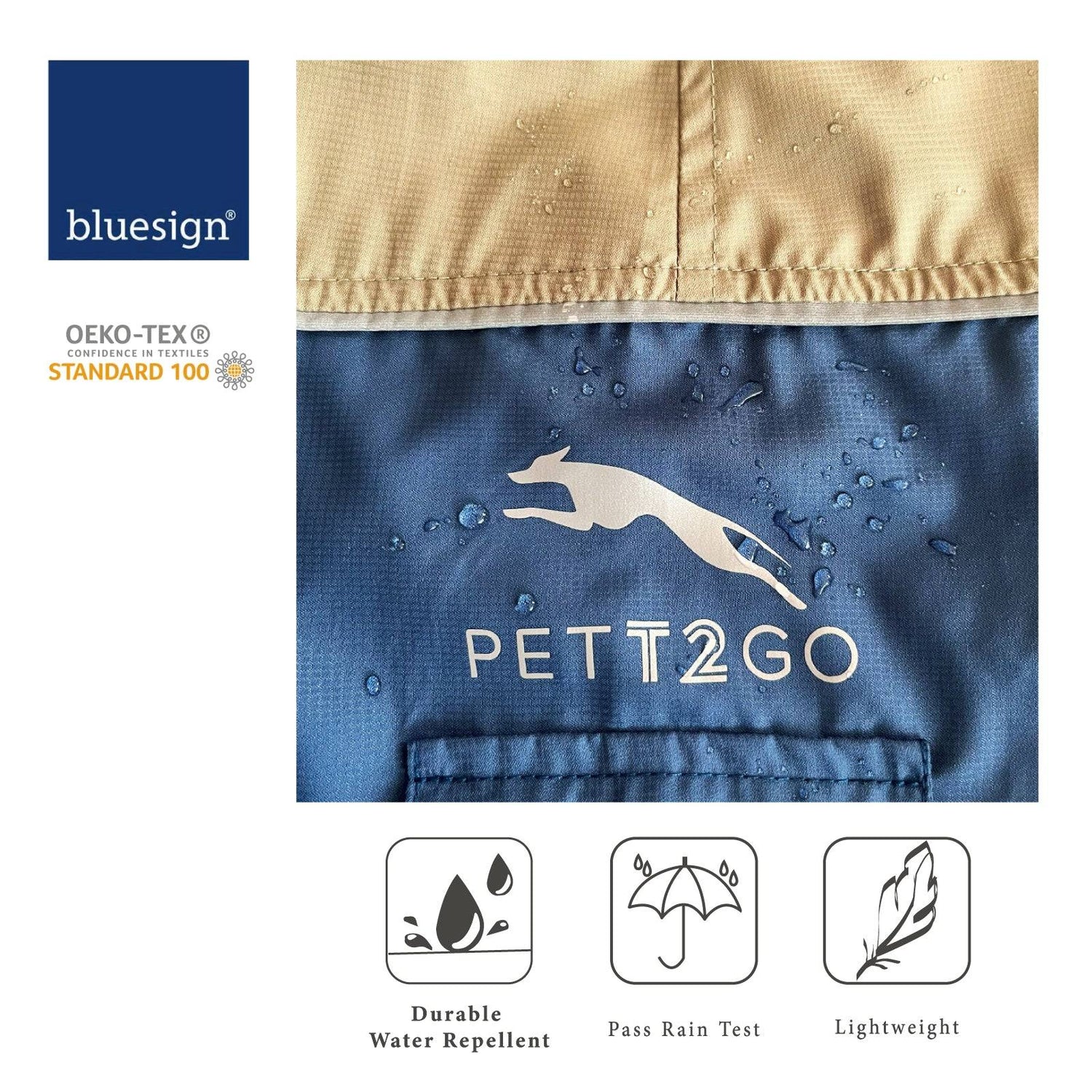 【B2B-MOQ 30 PCS】Lightweight Windbreaker-Dog Outdoor Fullcoverage Suit-Navy blue PETT2GO