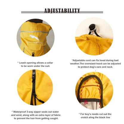 Dog Breathable Raincoat With Legs -Golden Dawn (USA) PETT2GO