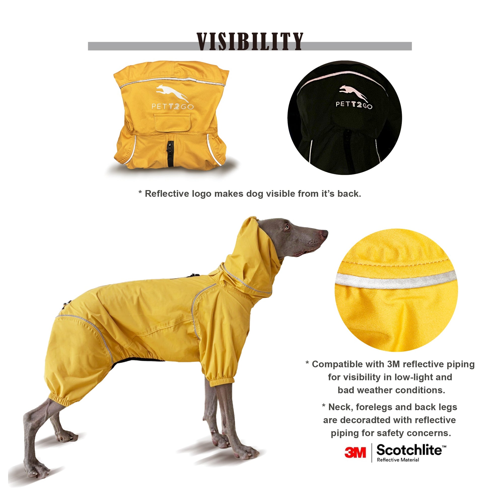 Dog Breathable Raincoat With Legs -Golden Dawn (USA) PETT2GO