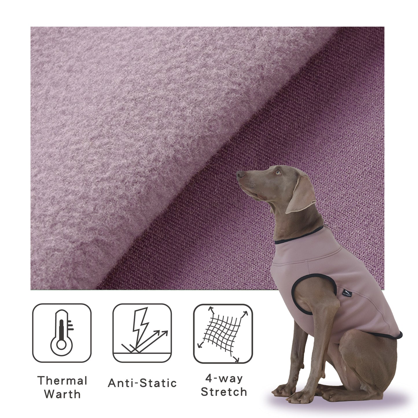 Motion Fleece Vest Lightweight Dog Fleece Vest - Dust Mauve (USA)