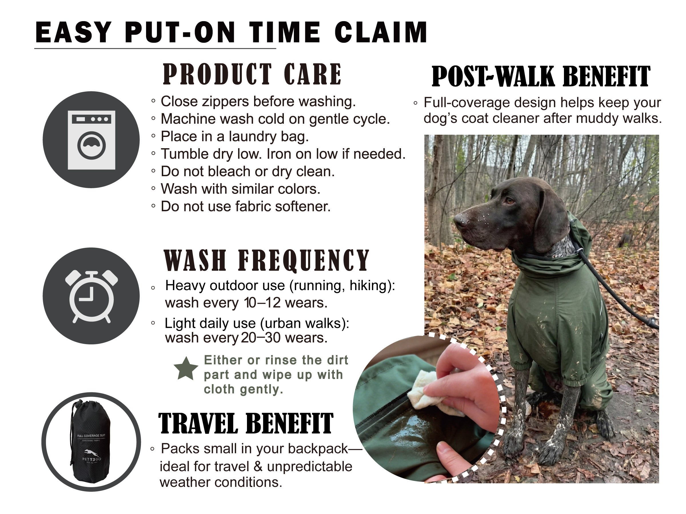 Ultra-lightweight dog gear packs into a 200g pouch for easy camping transport.