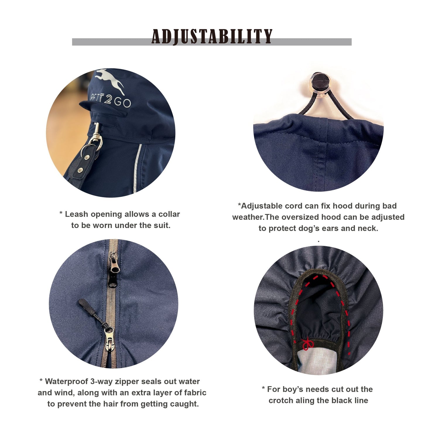 Dog Breathable Raincoat With Legs - Deep Nightfall- PETT2GO  [lang-en]