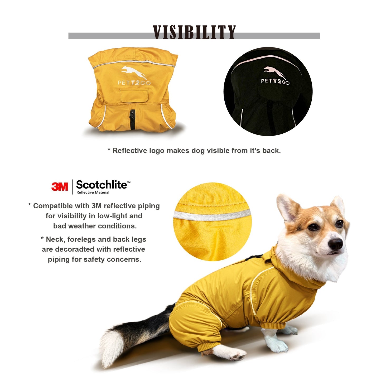 Corgi Breathable Raincoat With Legs - Golden Dawn 3 - PETT2GO  [lang-en]