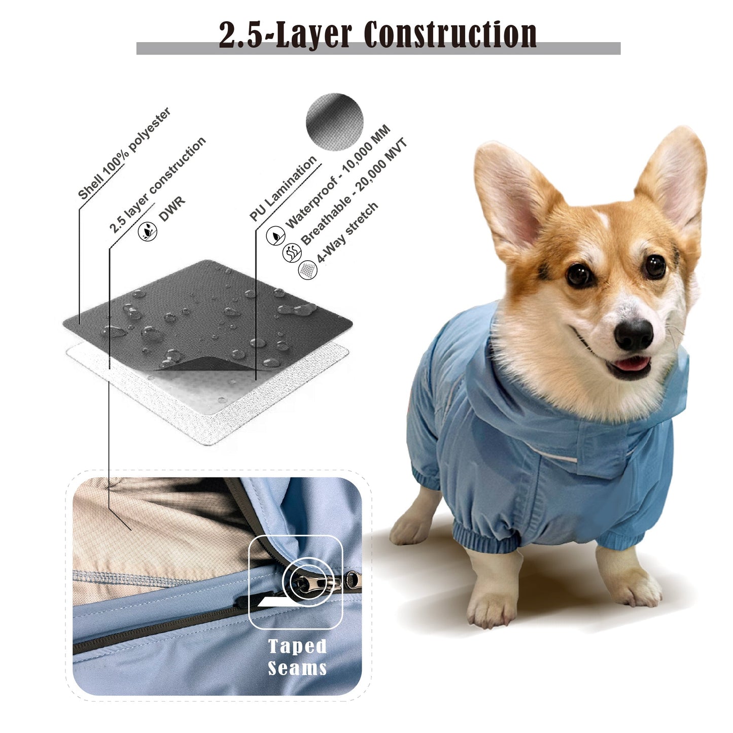 Corgi Breathable Raincoat With Legs - Silence of Mist 3 - PETT2GO  [lang-en]