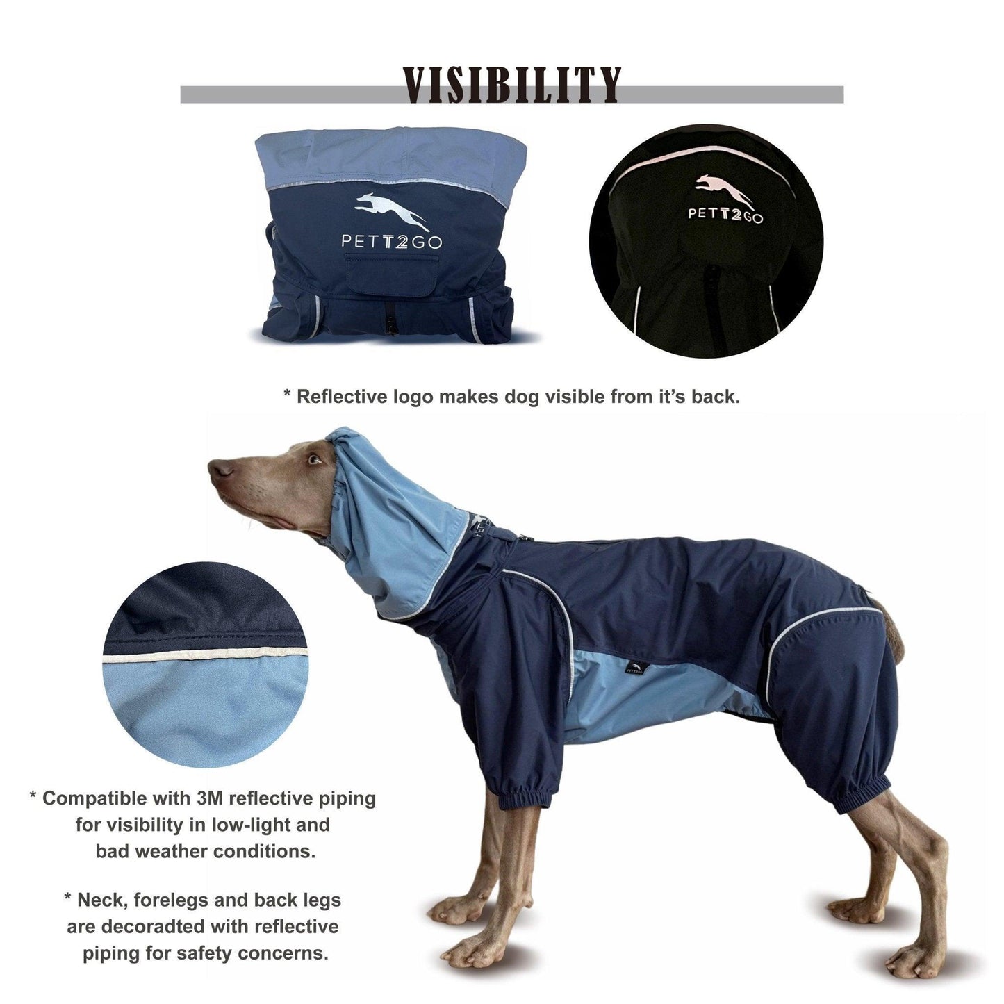 Dog Breathable Raincoat With Legs - Midnight - PETT2GO  [lang-en]