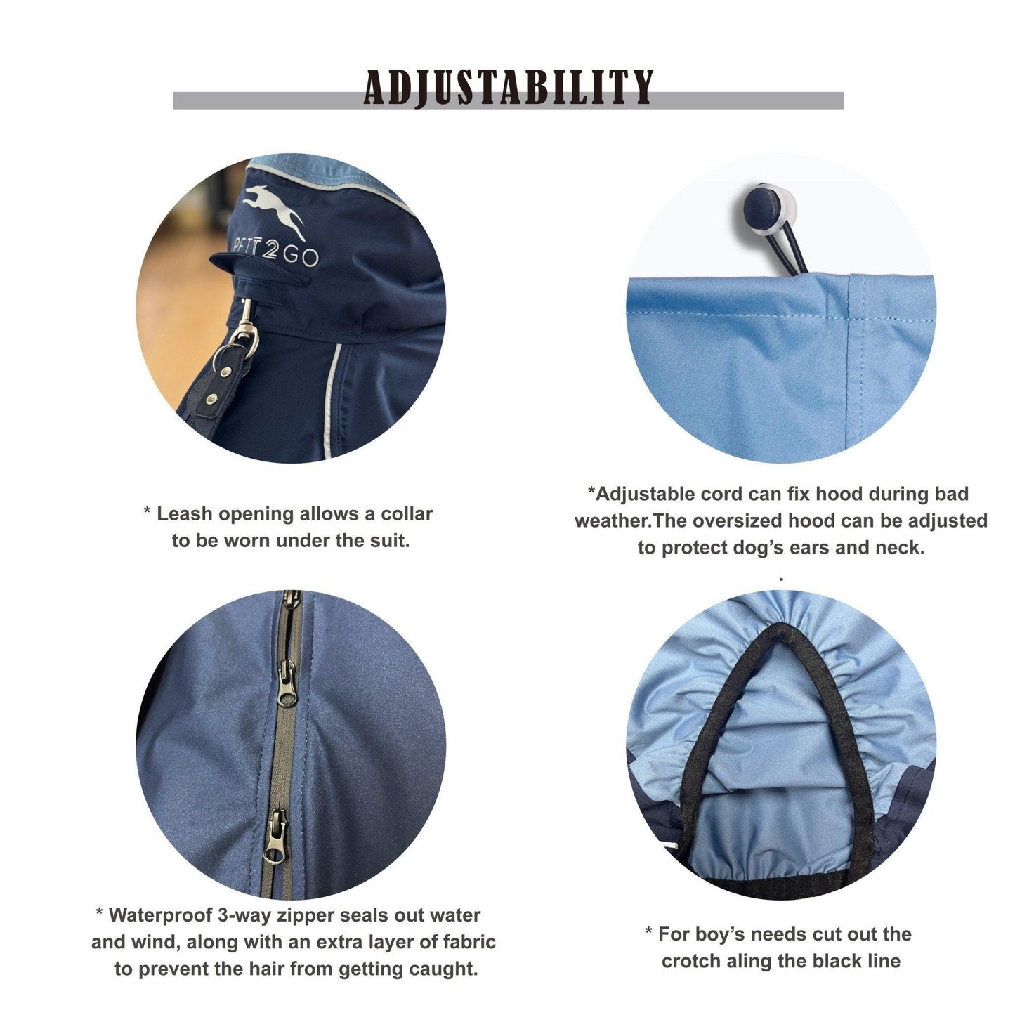 Dog Breathable Raincoat With Legs - Midnight - PETT2GO  [lang-en]