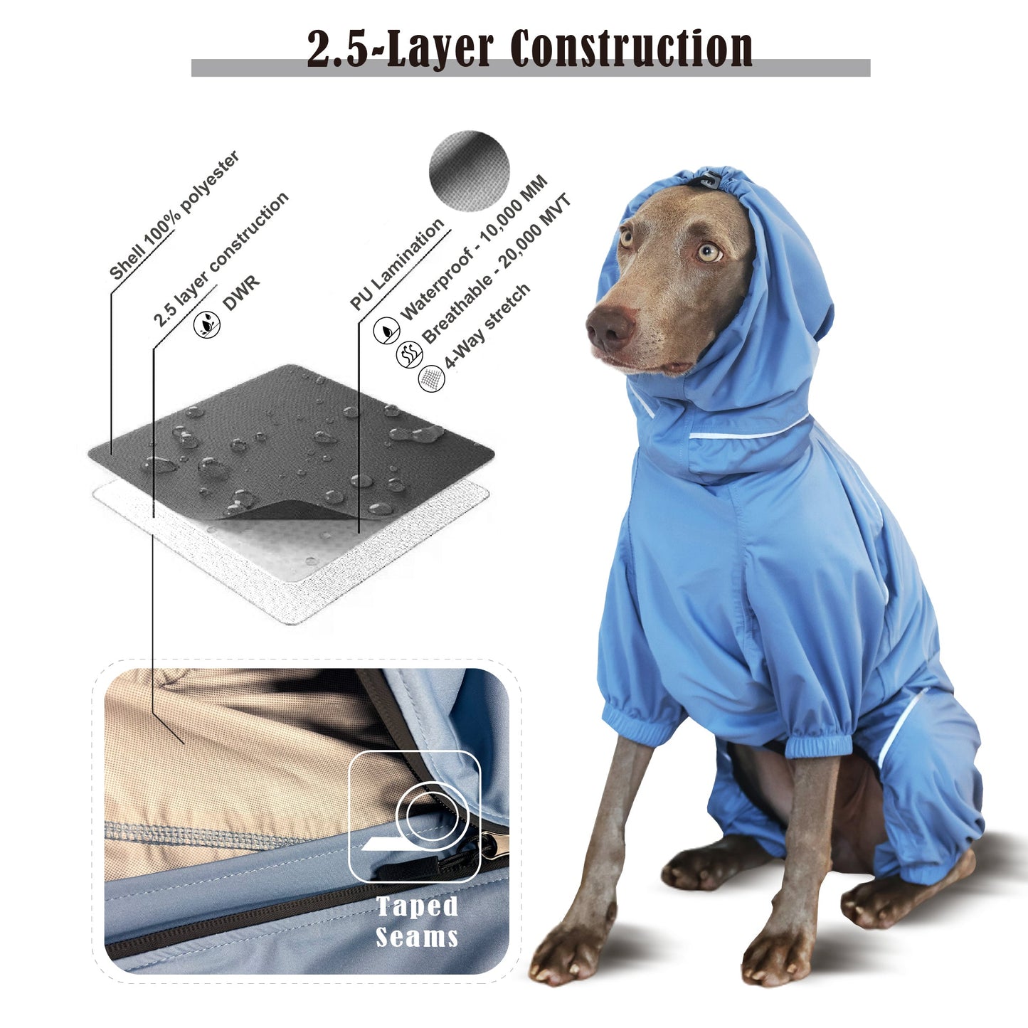 Dog Breathable Raincoat With Legs -Silence of Mist - PETT2GO [lang-en]