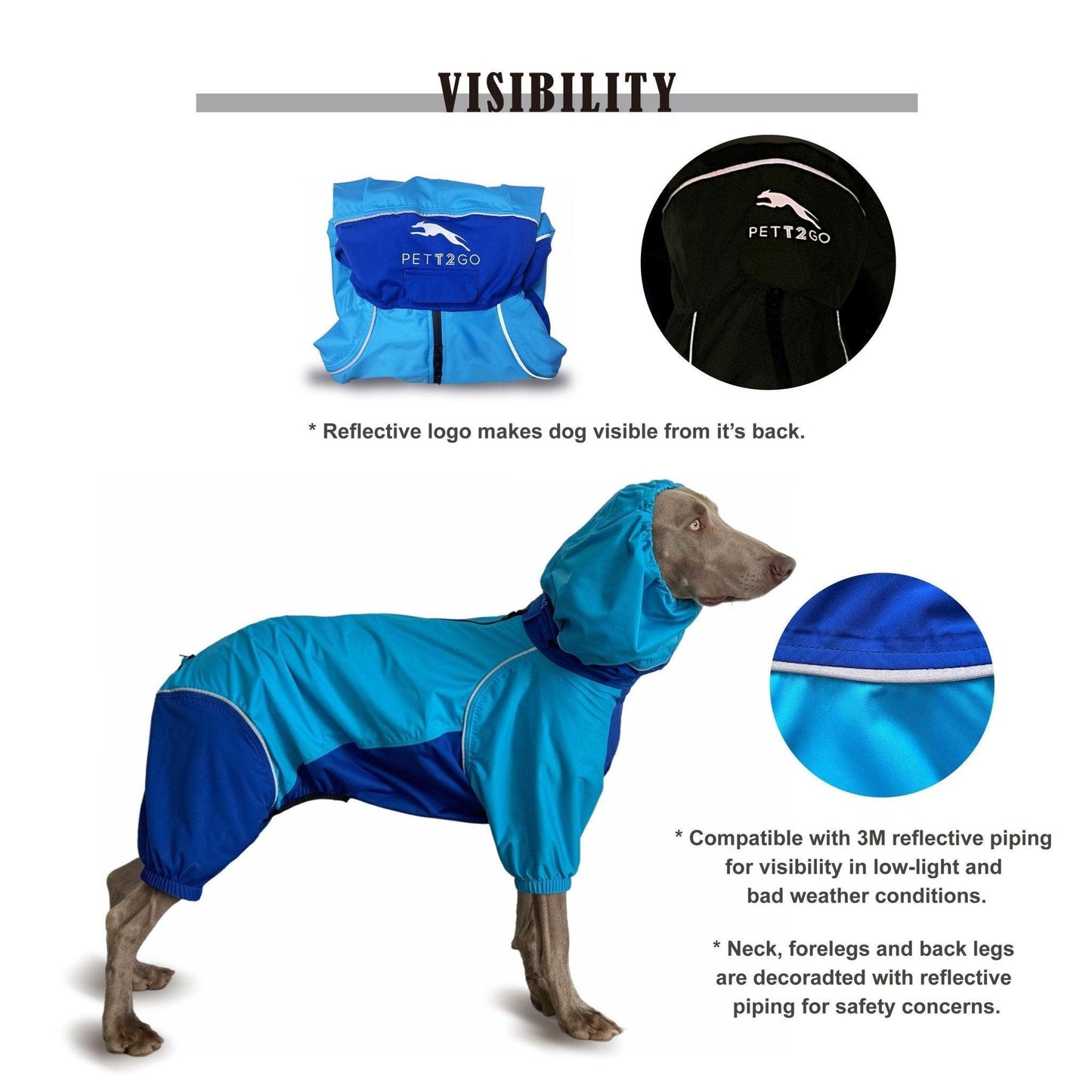 Dog Breathable Raincoat With Legs - Sky Blue - PETT2GO [lang-en]