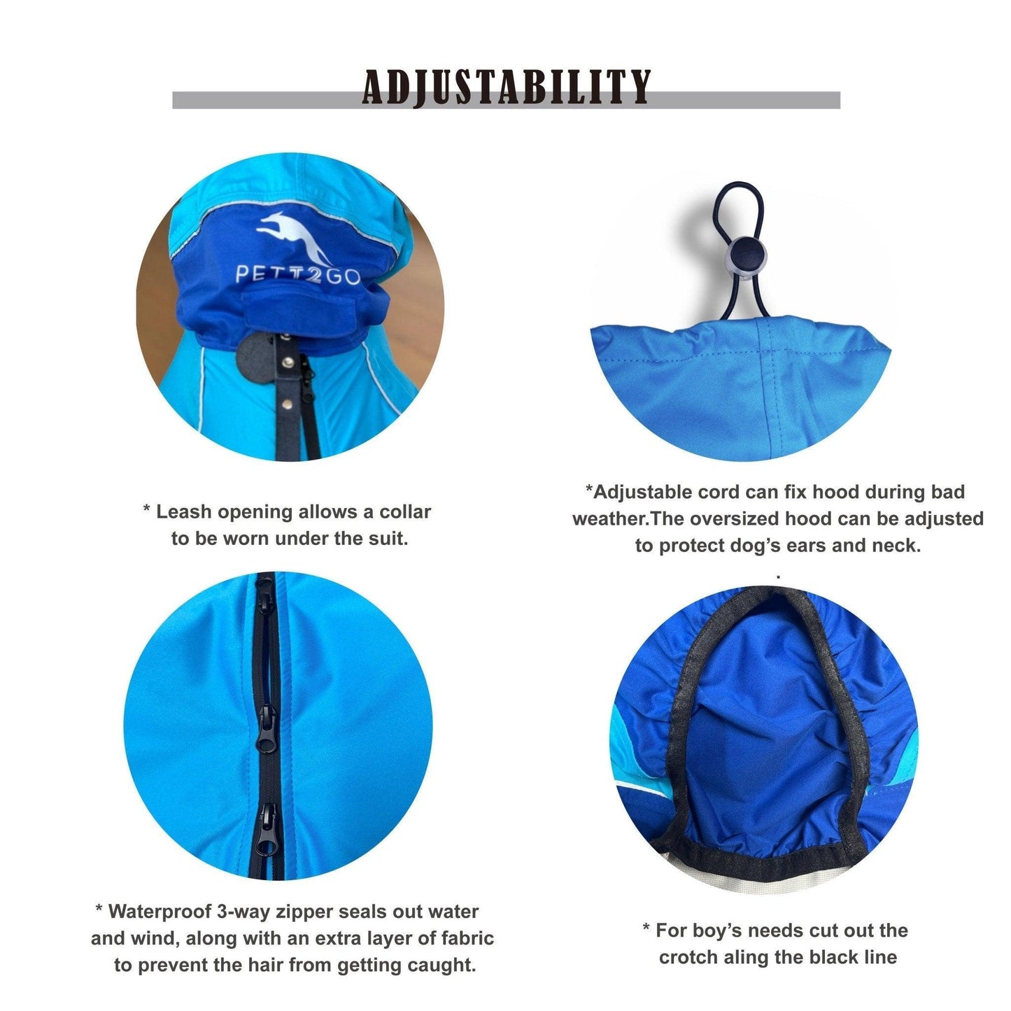Dog Breathable Raincoat With Legs - Sky Blue - PETT2GO [lang-en]