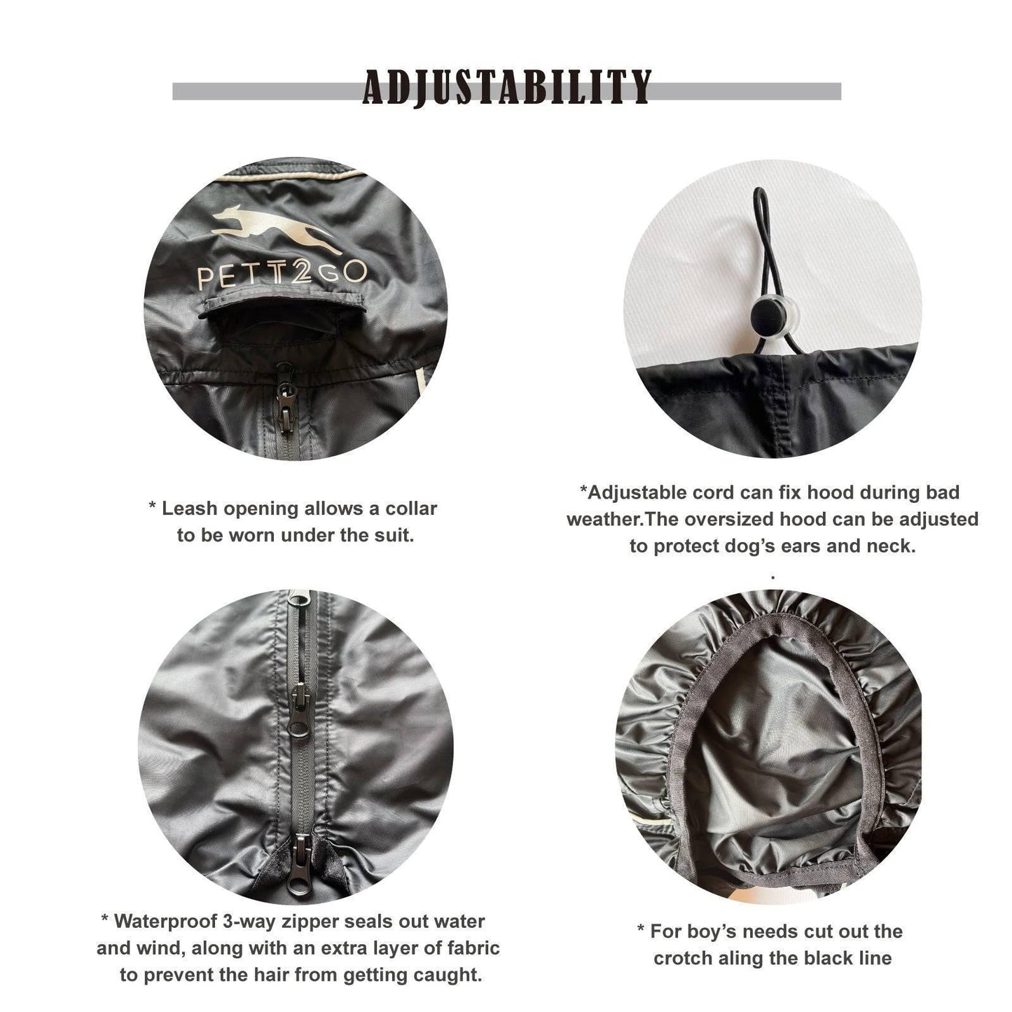Dog Lightweight Windbreaker-Dog Outdoor Jacket-Coal Black PETT2GO  [lang-en]