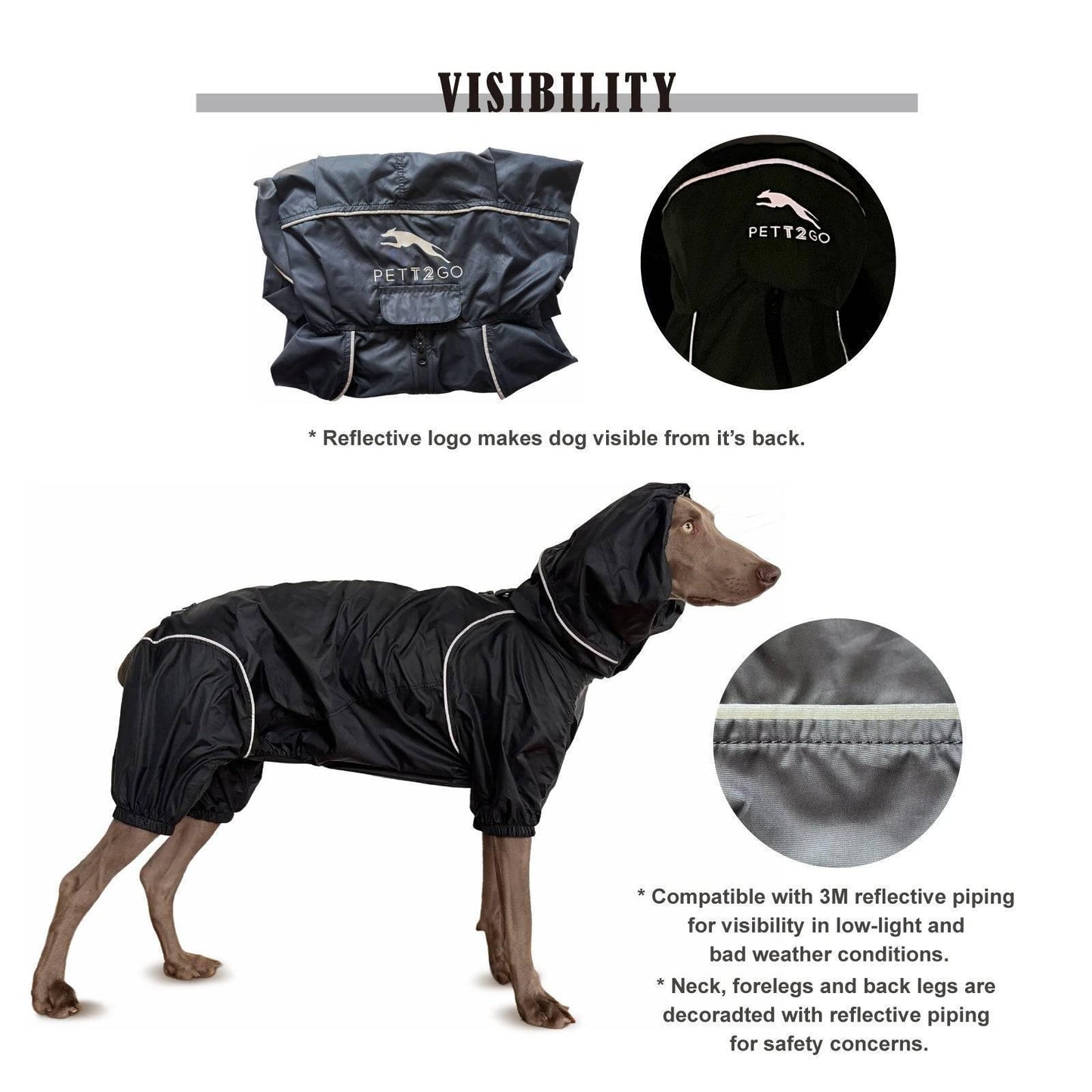 Dog Lightweight Windbreaker-Dog Outdoor Jacket-Coal Black PETT2GO  [lang-en]