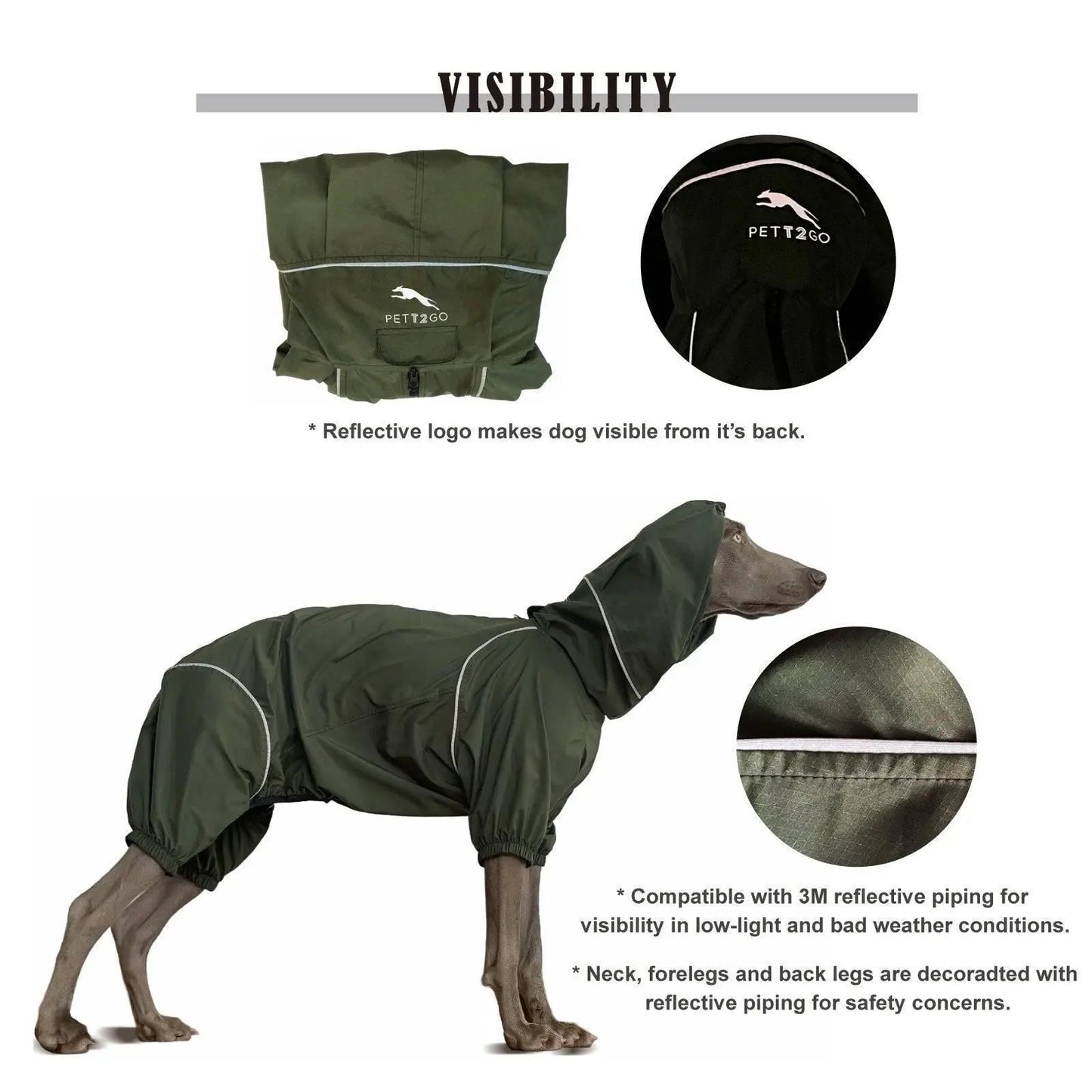 Dog Lightweight Windbreaker-Dog Outdoor Jacket-Dark Olive - PETT2GO  [lang-en]