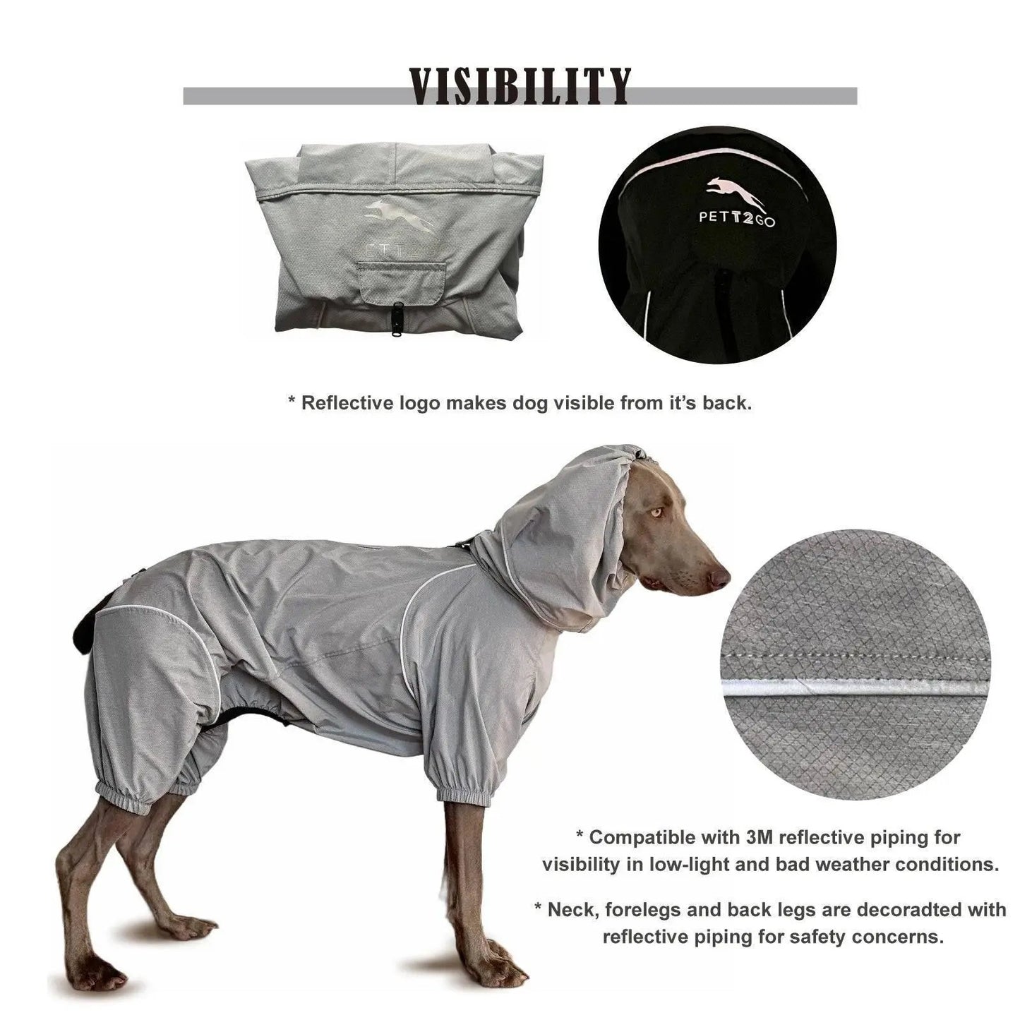 Dog Lightweight Windbreaker-Dog Outdoor Jacket-Grey - PETT2GO 3 [lang-en]