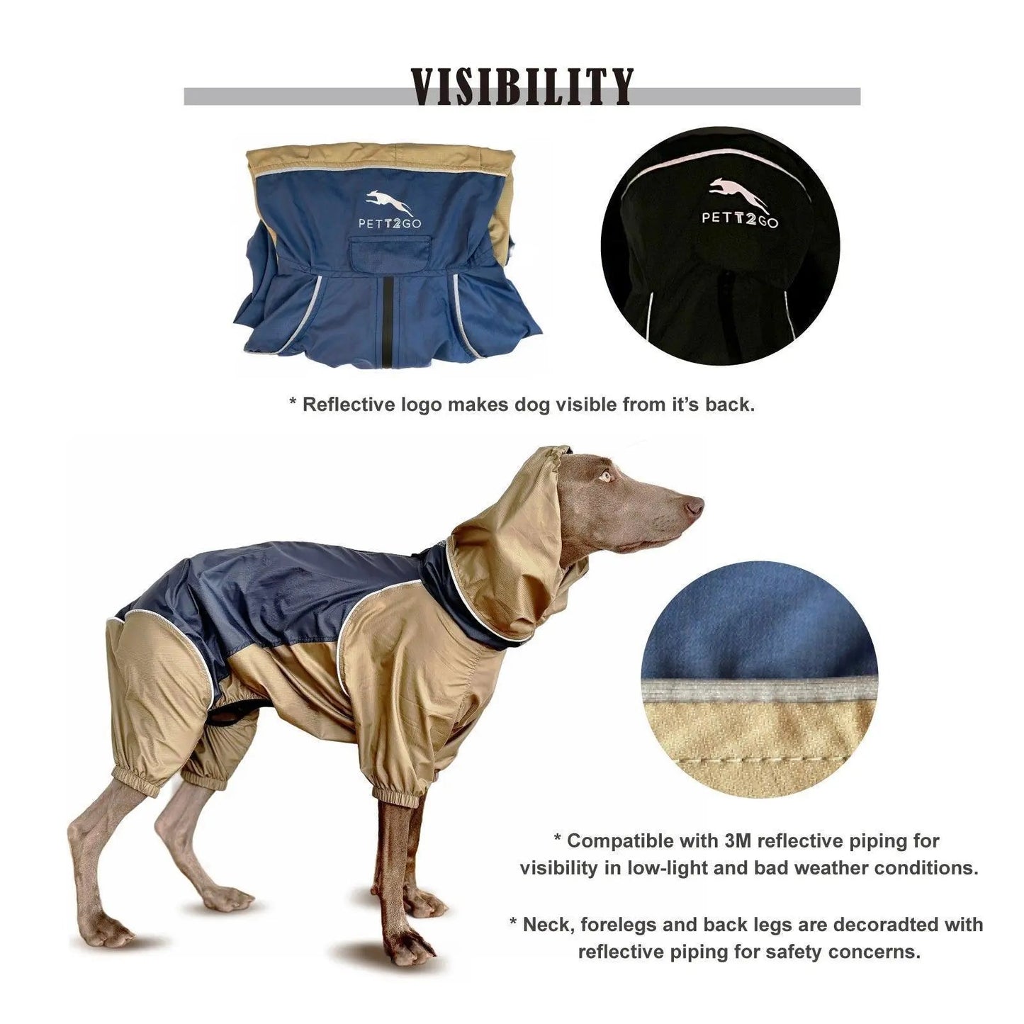 Dog Lightweight Windbreaker-Dog Outdoor Jacket-Navy Blue 3- PETT2GO  [lang-en]